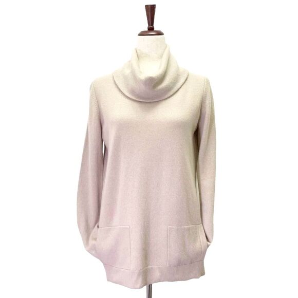 Theory Sweaters - Theory Royal Cashmere Cowl Neck Sweater Light Tan Jumper Turtleneck Size Small